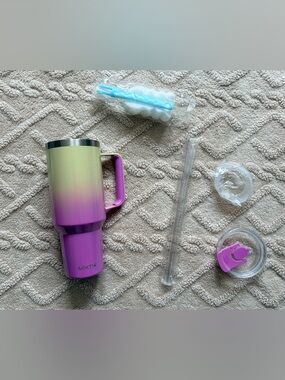 NEW Coktik Ombré Glitter Cup - 40oz Leak Proof Tumbler W/ Straw & Accessories